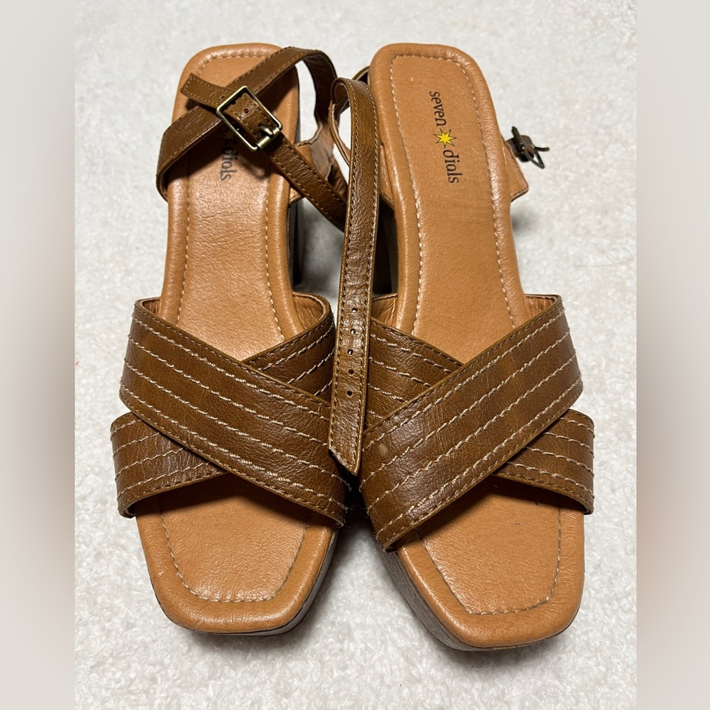 Seven Diols wedged brown dress shoes.